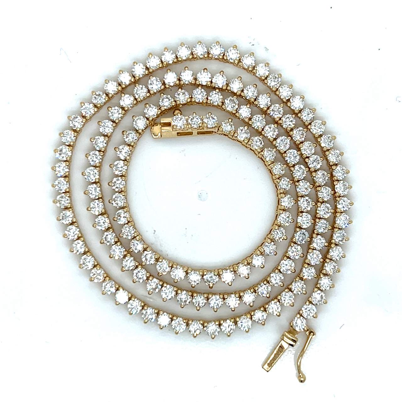 18K Yellow Gold 10.70 Ct. Diamond Tennis Necklace