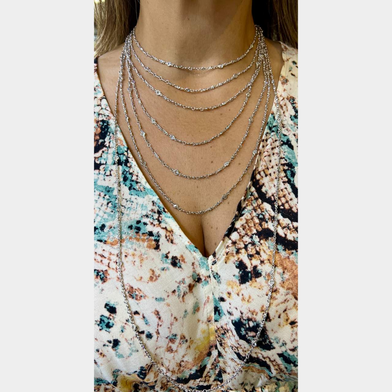 EXTREMELY LONG Platinum 39.25 Ct. Diamond by the Yard Necklace