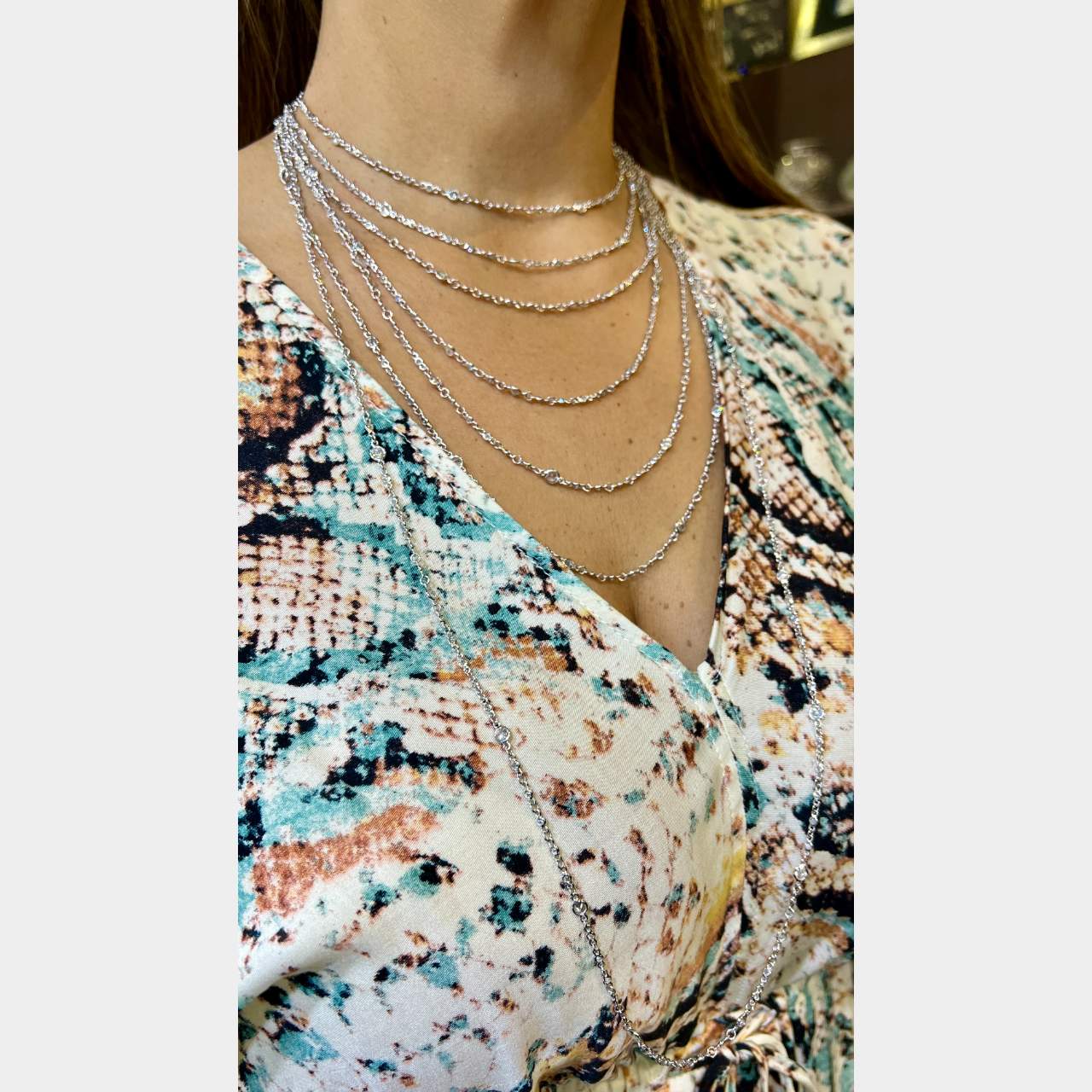 EXTREMELY LONG Platinum 39.25 Ct. Diamond by the Yard Necklace