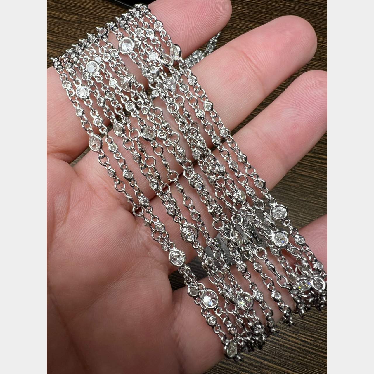 EXTREMELY LONG Platinum 39.25 Ct. Diamond by the Yard Necklace