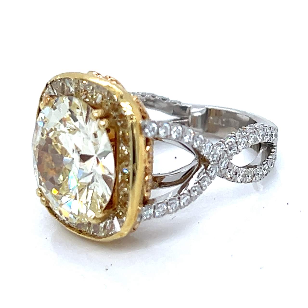 Platinum & 18K Yellow Gold 7.77 Ct. GIA CERTIFIED Diamond Ring