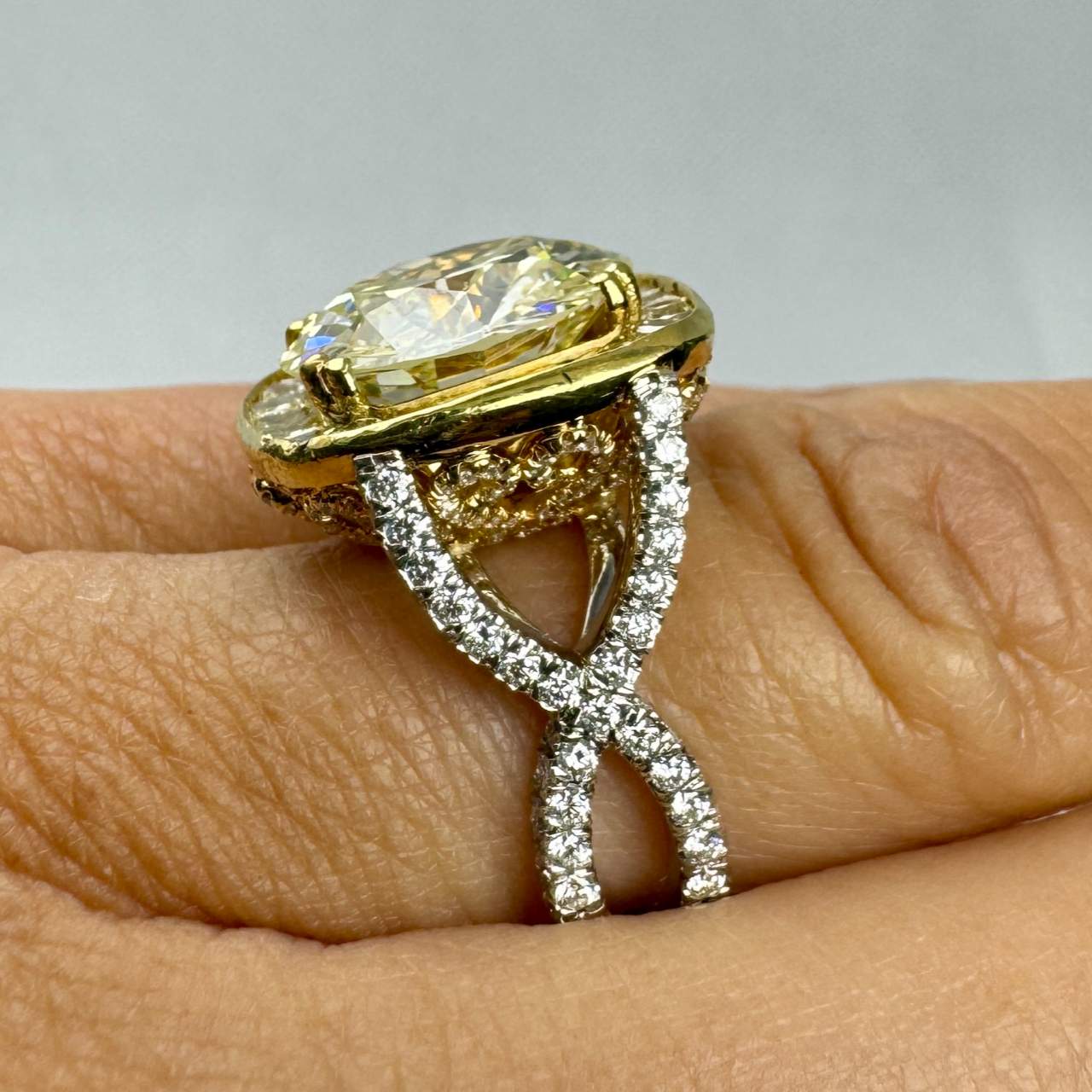 Platinum & 18K Yellow Gold 7.77 Ct. GIA CERTIFIED Diamond Ring