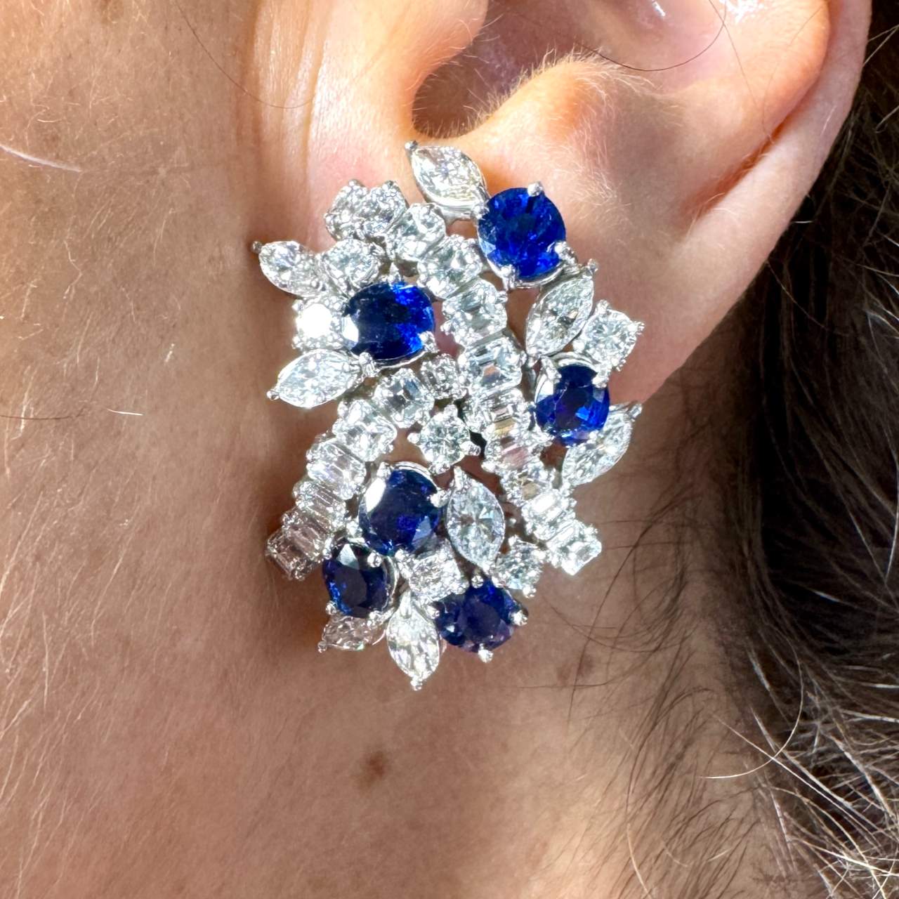 1950’s Platinum Sapphire & Diamond Earrings