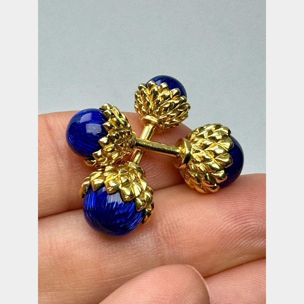 18K Yellow Gold Enamel Cufflinks