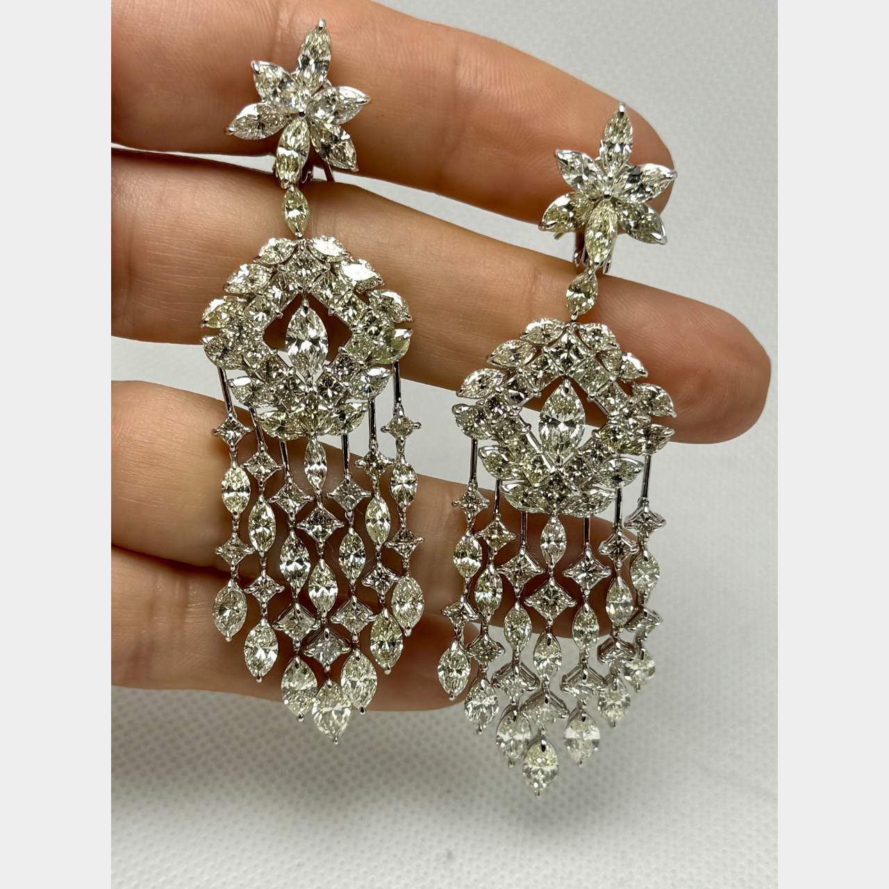 Platinum 27.54 Ct. Diamond Chandelier Earrings