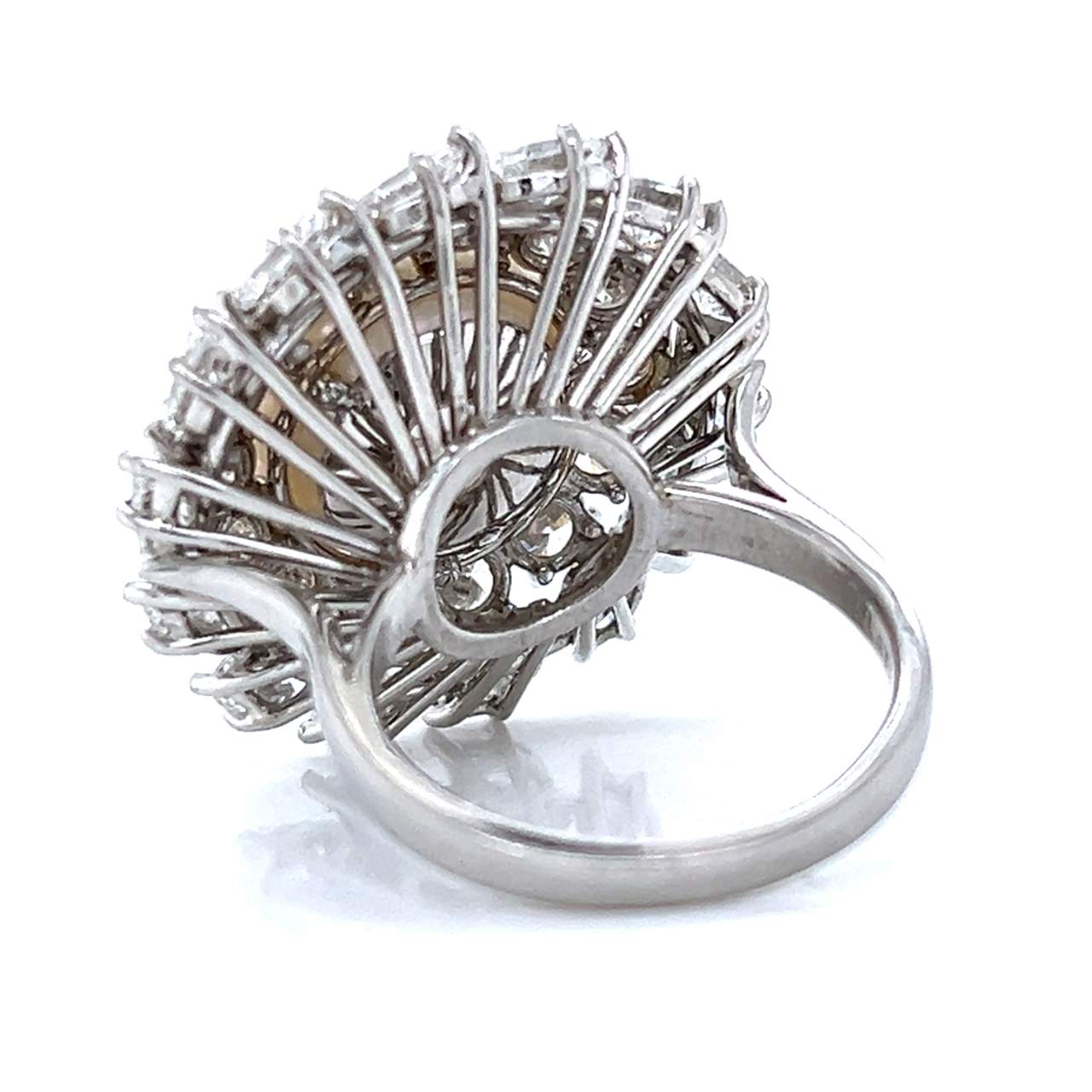 Platinum 6.30 Ct. Diamond & South Sea Pearl Ring