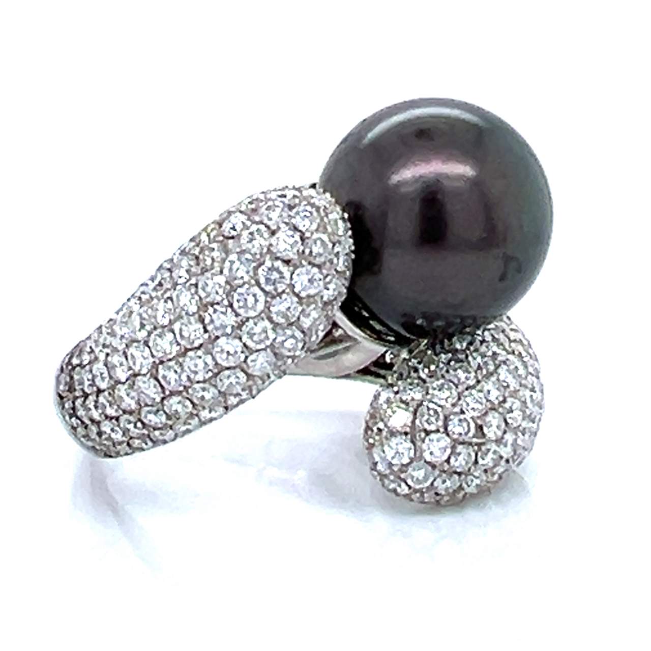 18K White Gold South Sea Pearl & Diamond Ring