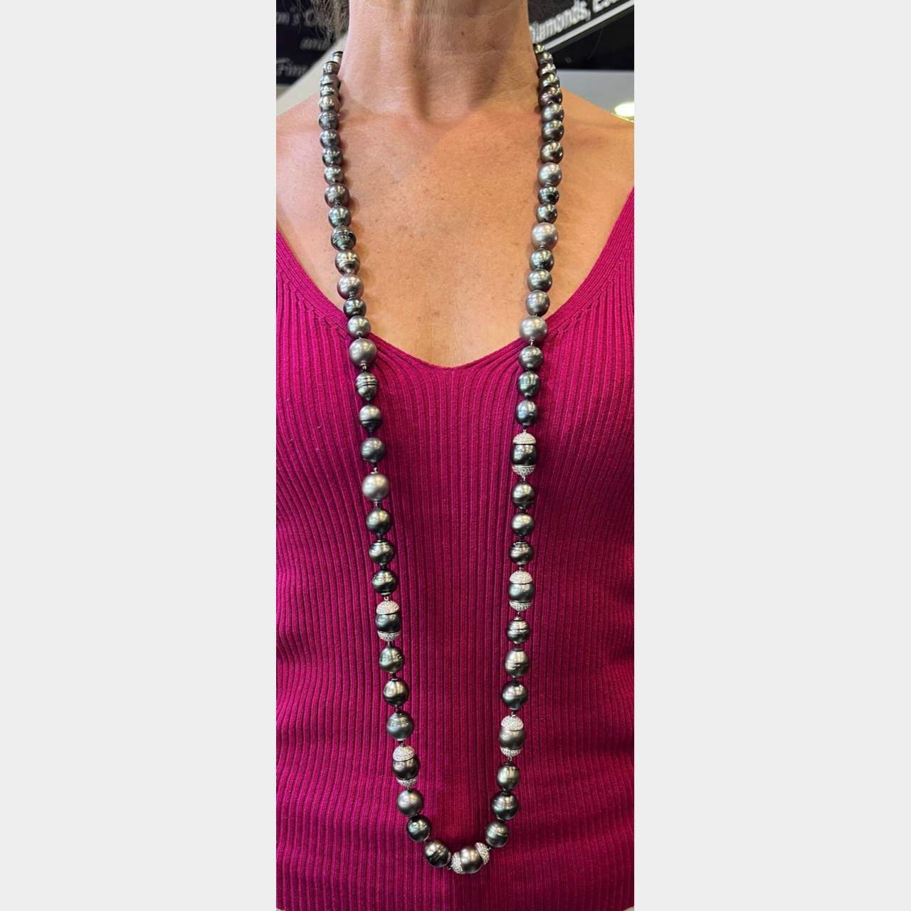 18K White Gold South Sea Pearl & Diamond Necklace