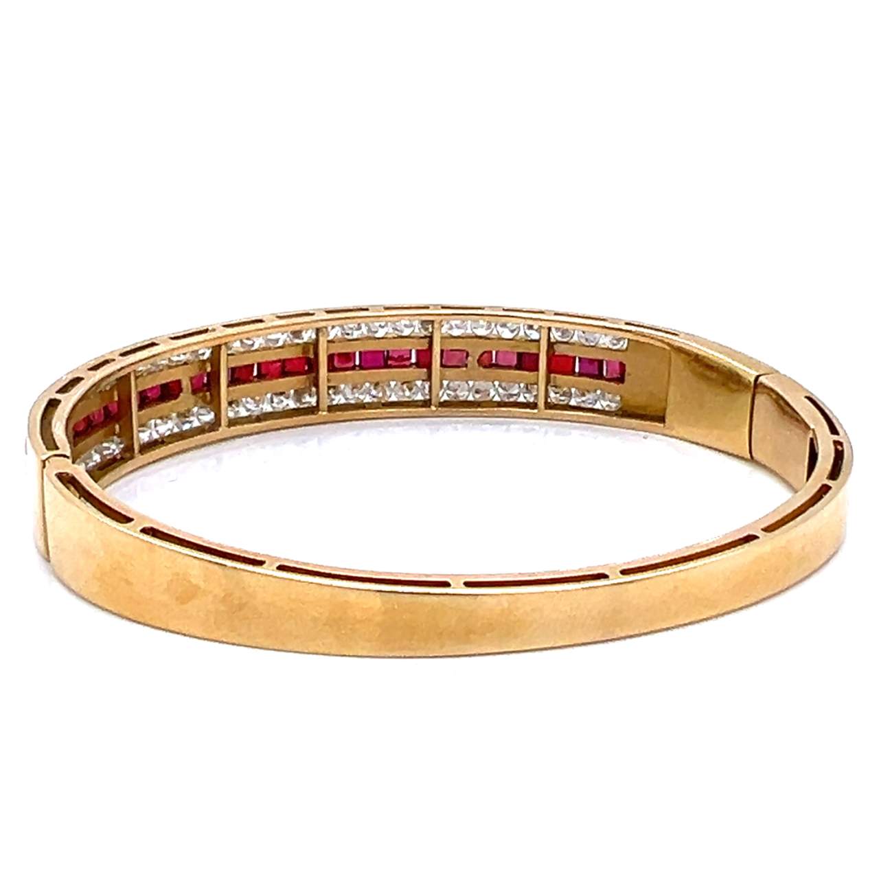 18K Yellow Gold Ruby & Diamond Bangle