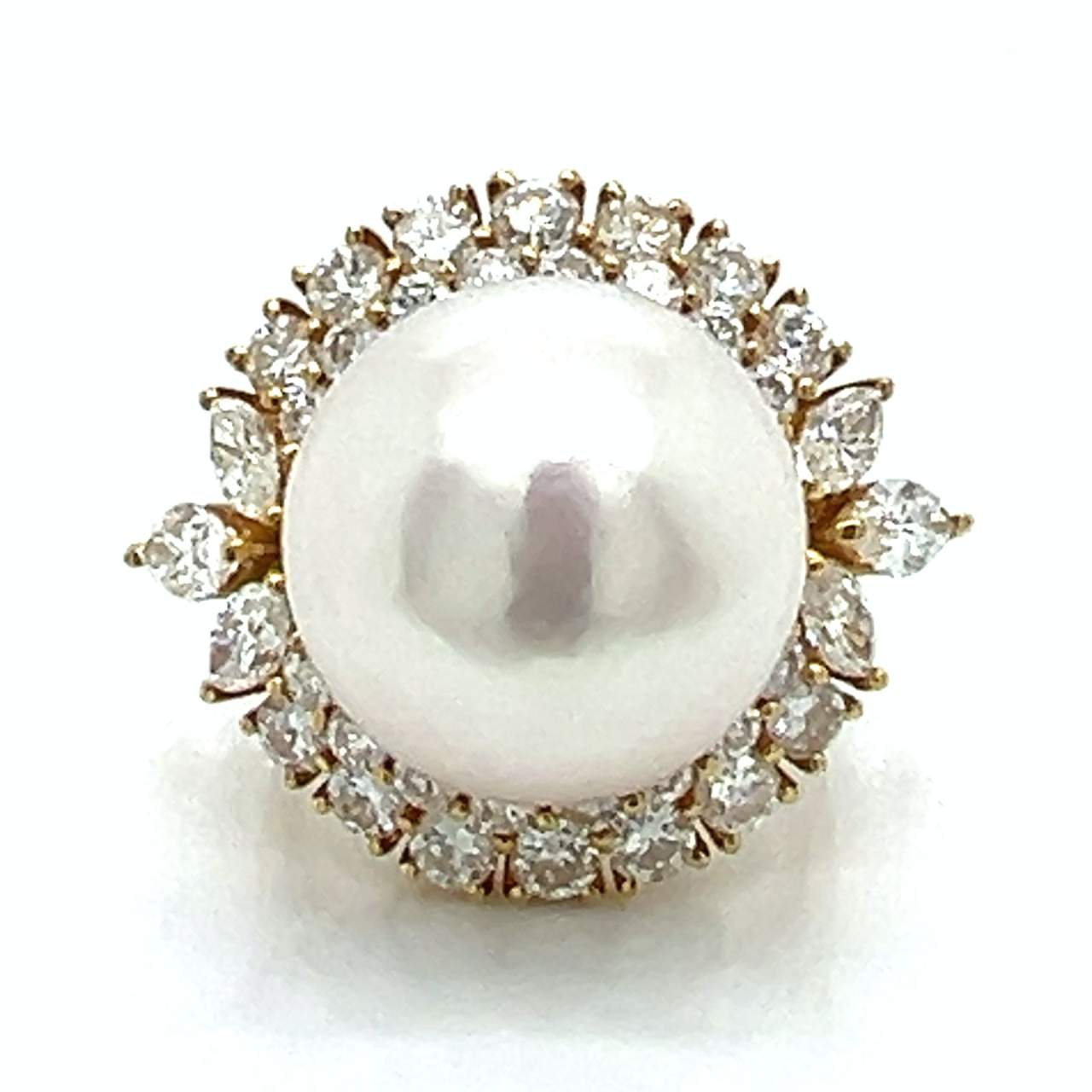 18K Yellow Gold South Sea Pearl & Diamond Cocktail Ring