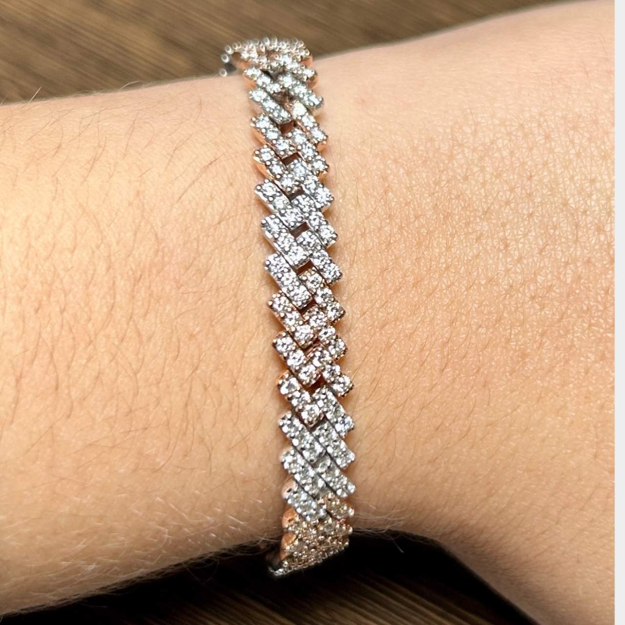 14K Tri Color Diamond Bracelet