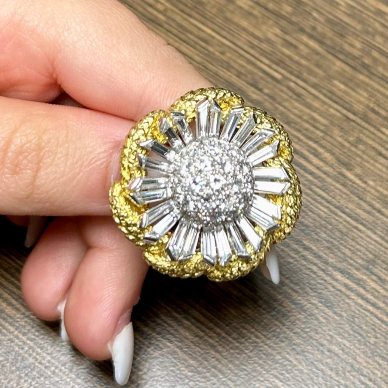 DAVID WEBB 18K & Platinum 14.00 Ct. Diamond Flower Earrings