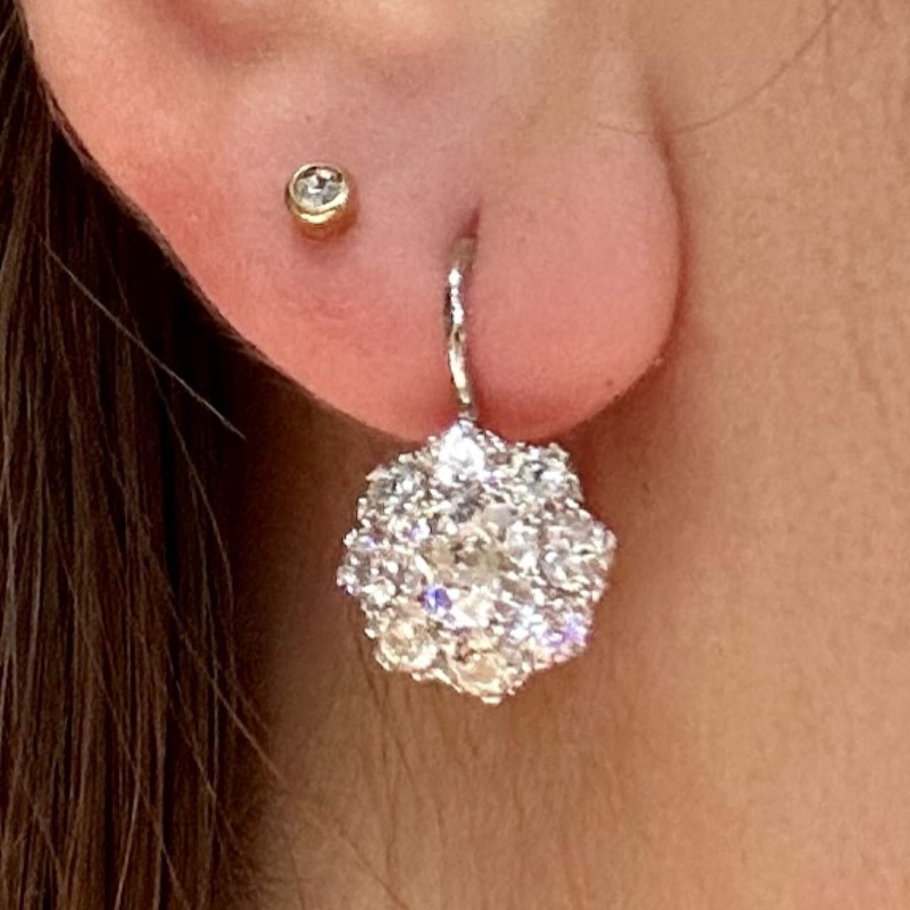 18K Yellow Gold & Platinum 3.70 Ct. Diamond Earrings