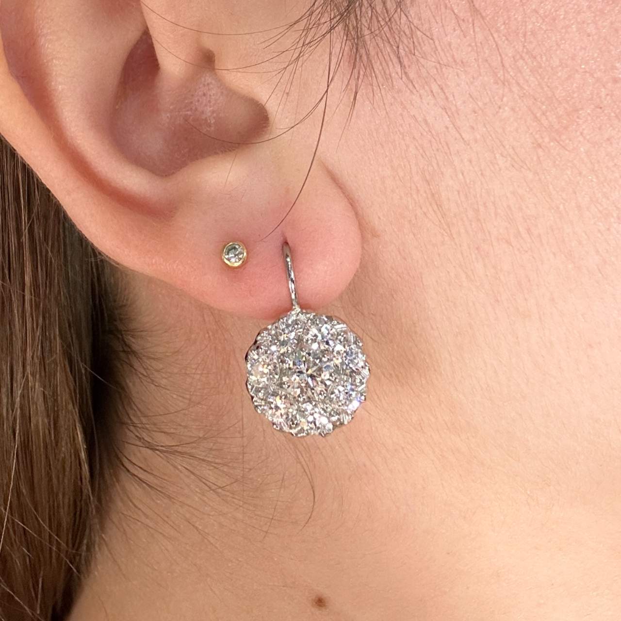 18K Yellow Gold & Platinum 3.35 Ct. Diamond Earrings