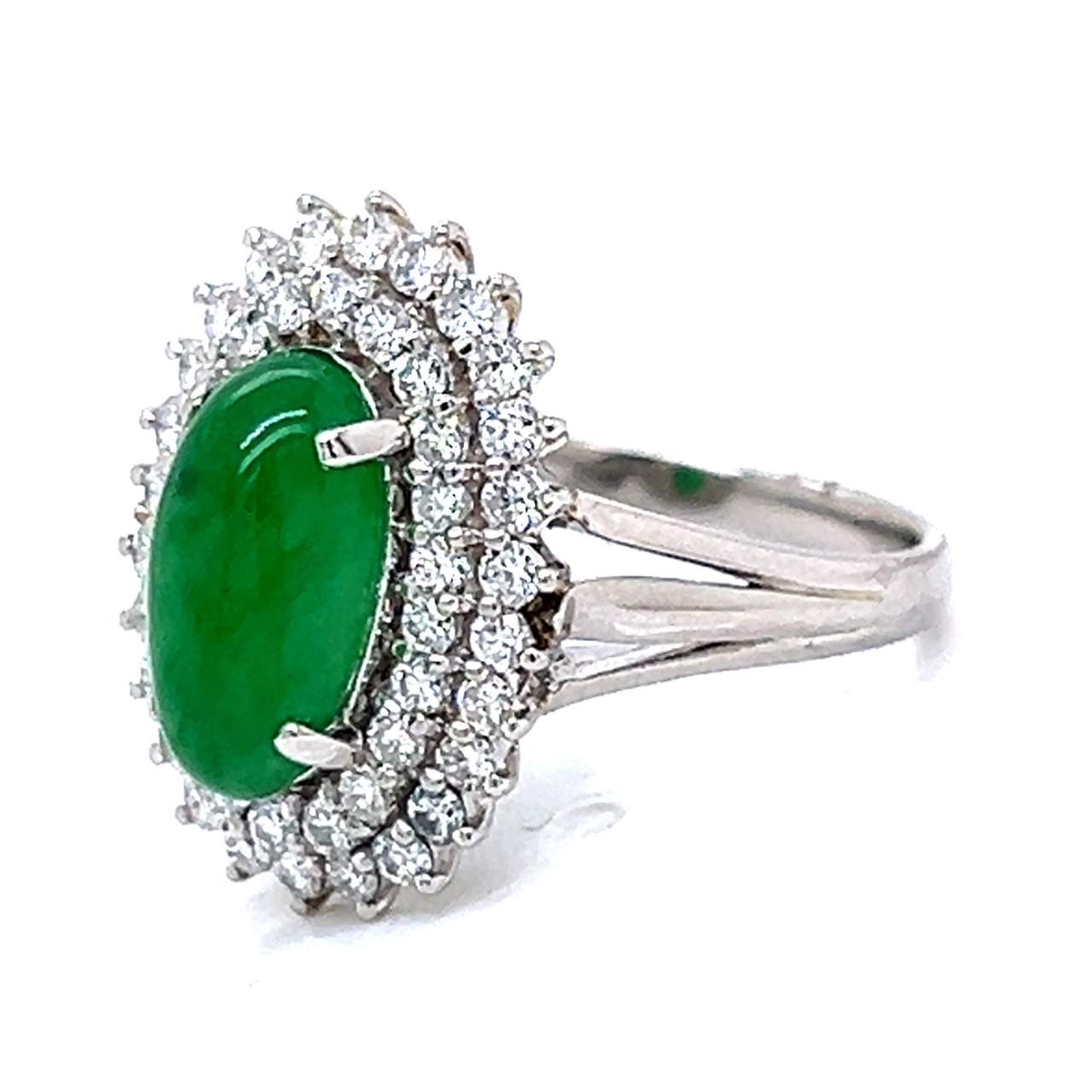 Platinum GIA Certified 3.13 Ct. Jade & Diamond Ring