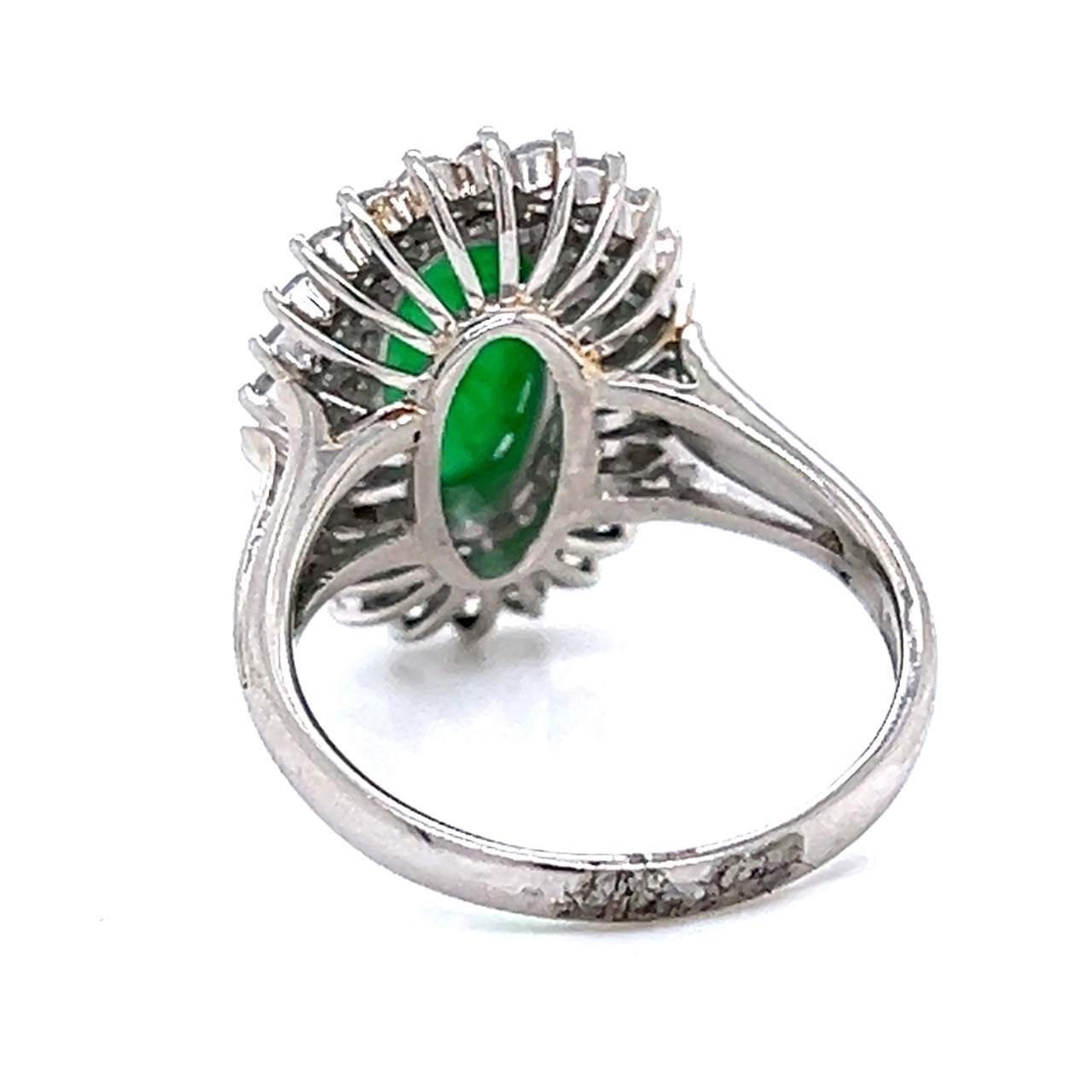 Platinum GIA Certified 3.13 Ct. Jade & Diamond Ring