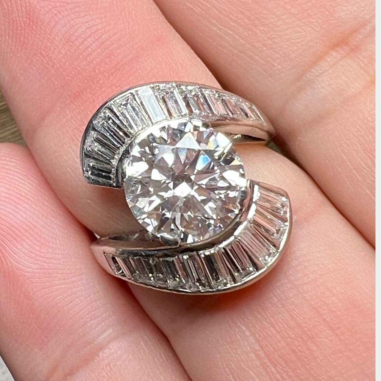 Art Deco Platinum 2.82 Ct. Lab Grown Diamond Ring