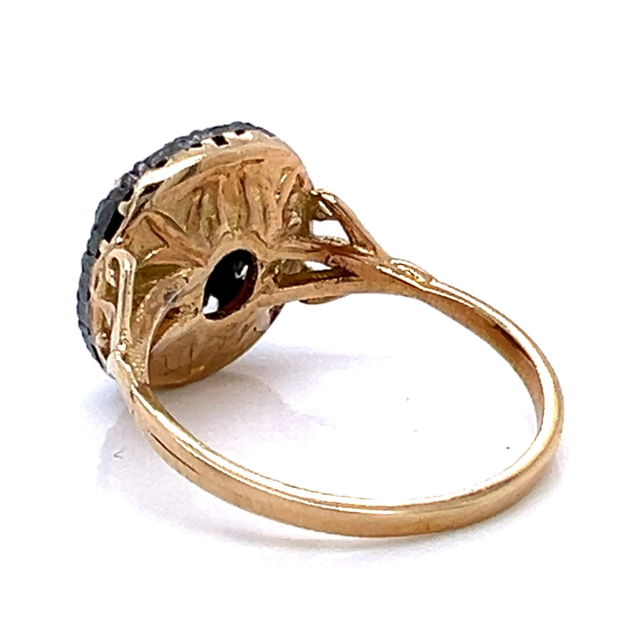 18K Yellow Gold & Silver Top Ruby and Diamond Ring