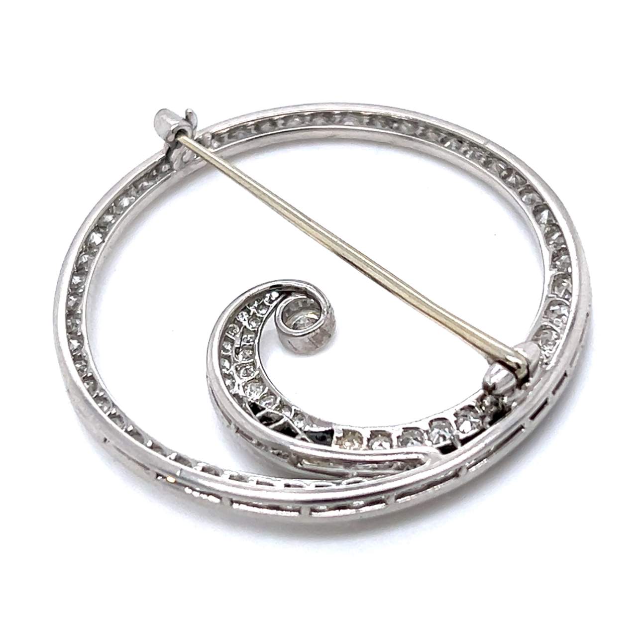 Art Deco Platinum Diamond & Onyx Brooch