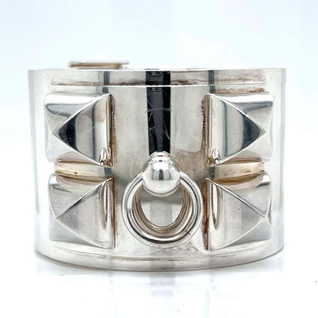 HERMES Silver Collier de Chien Bangle