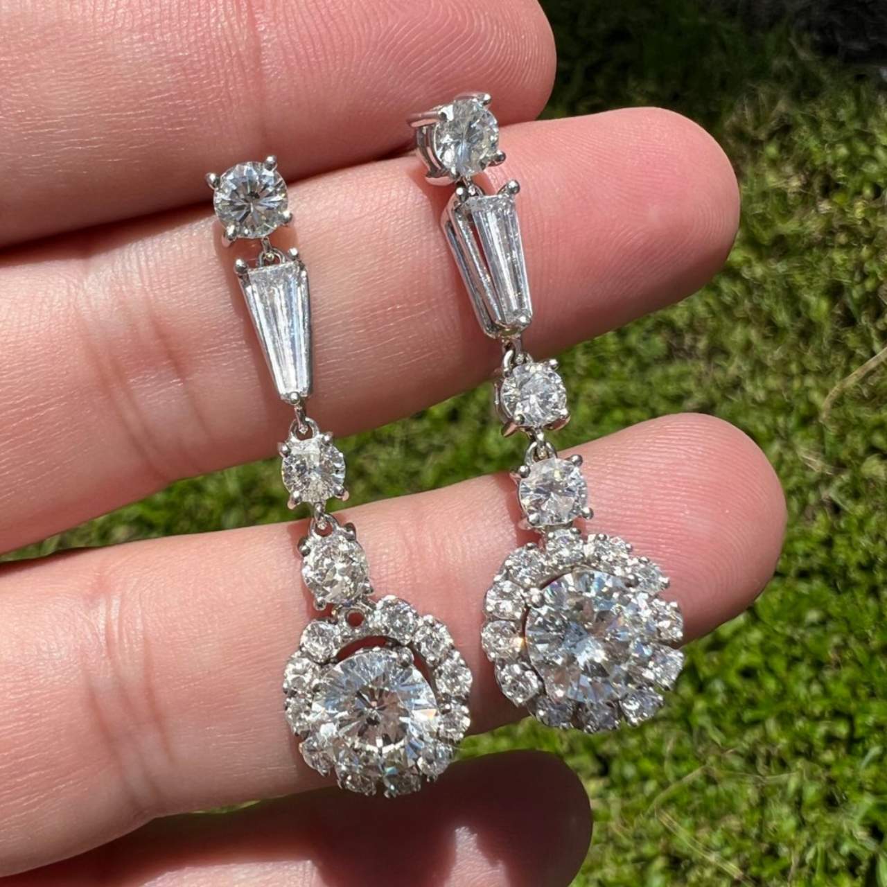 14K White Gold 6.80 Ct. Diamond Earrings