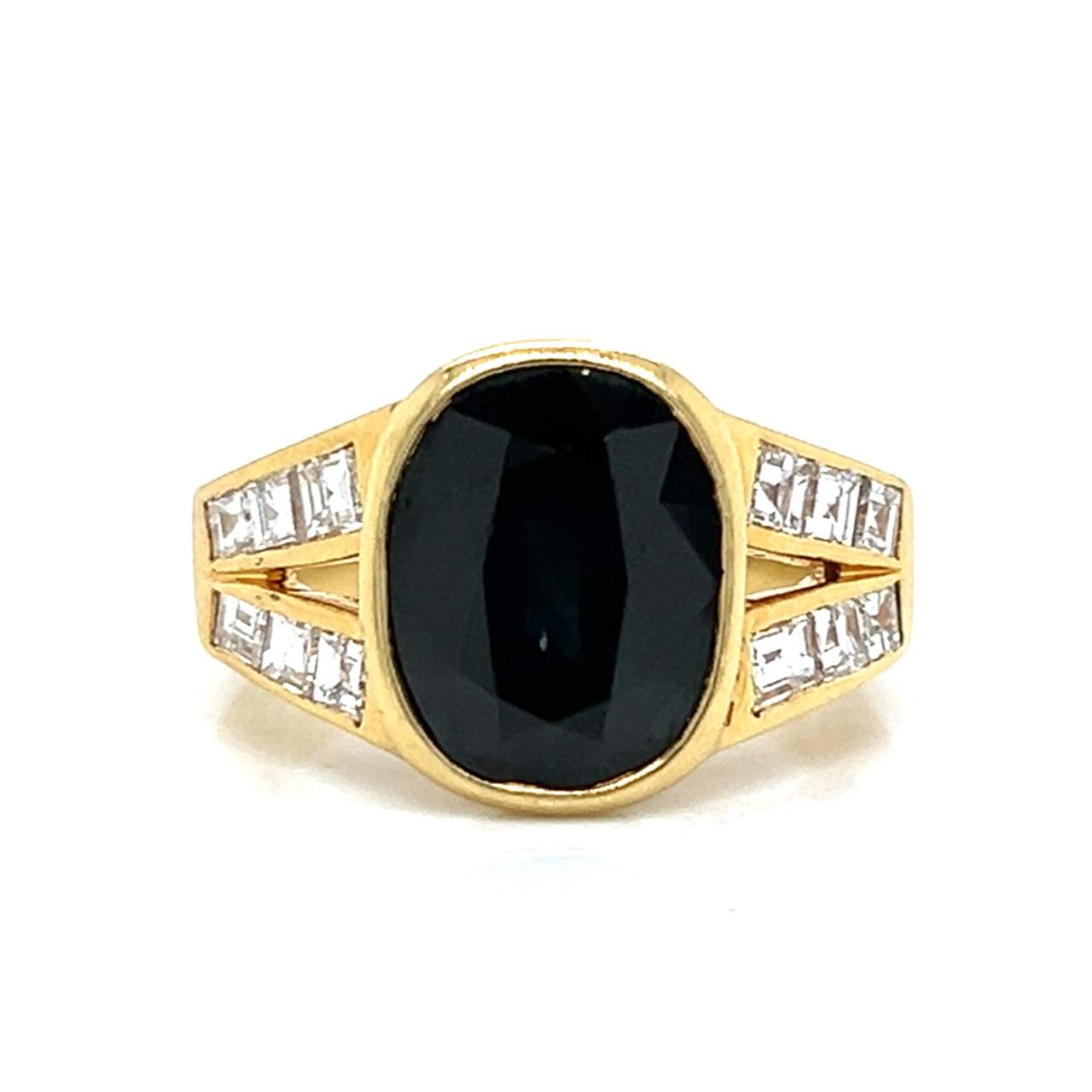 18K Yellow Gold Sapphire & Diamond Ring