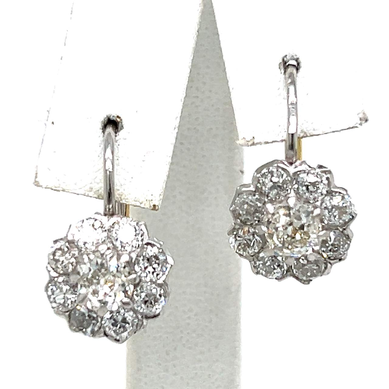 18K Yellow Gold & Platinum 3.30 Ct. Diamond Cluster Earrings