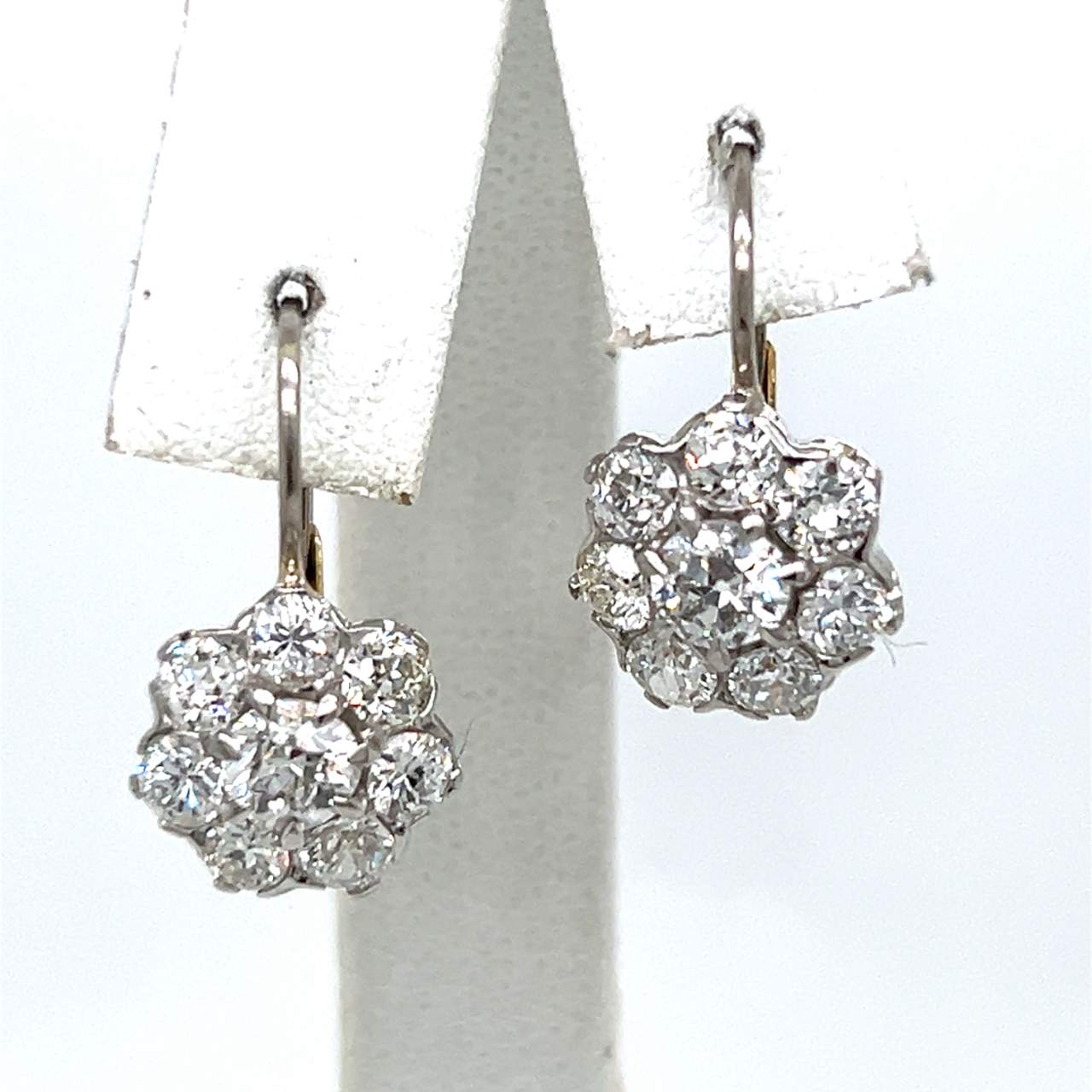 18K Yellow Gold & Platinum 2.65 Ct. Diamond Cluster Earrings
