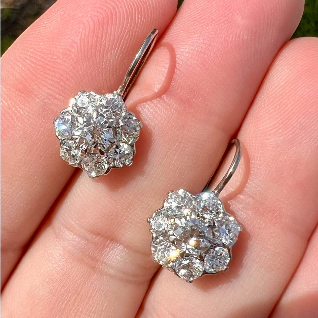 18K Yellow Gold & Platinum 2.65 Ct. Diamond Cluster Earrings
