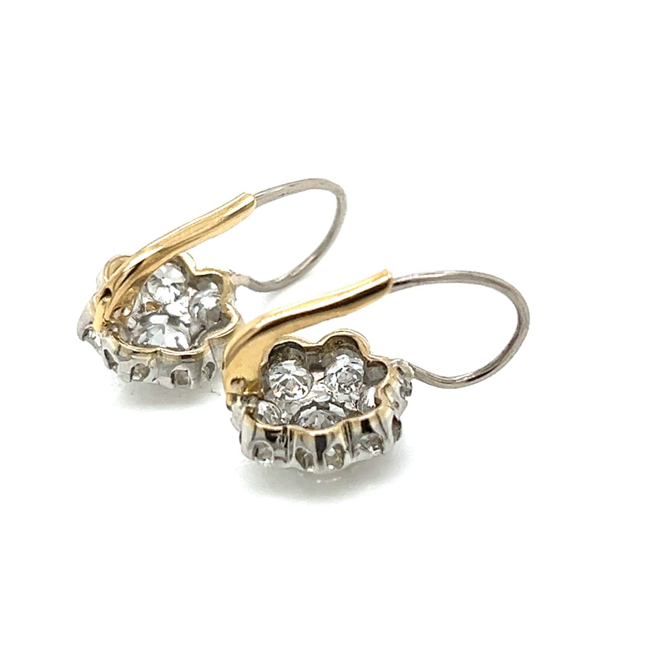 18K Yellow Gold & Platinum 2.65 Ct. Diamond Cluster Earrings