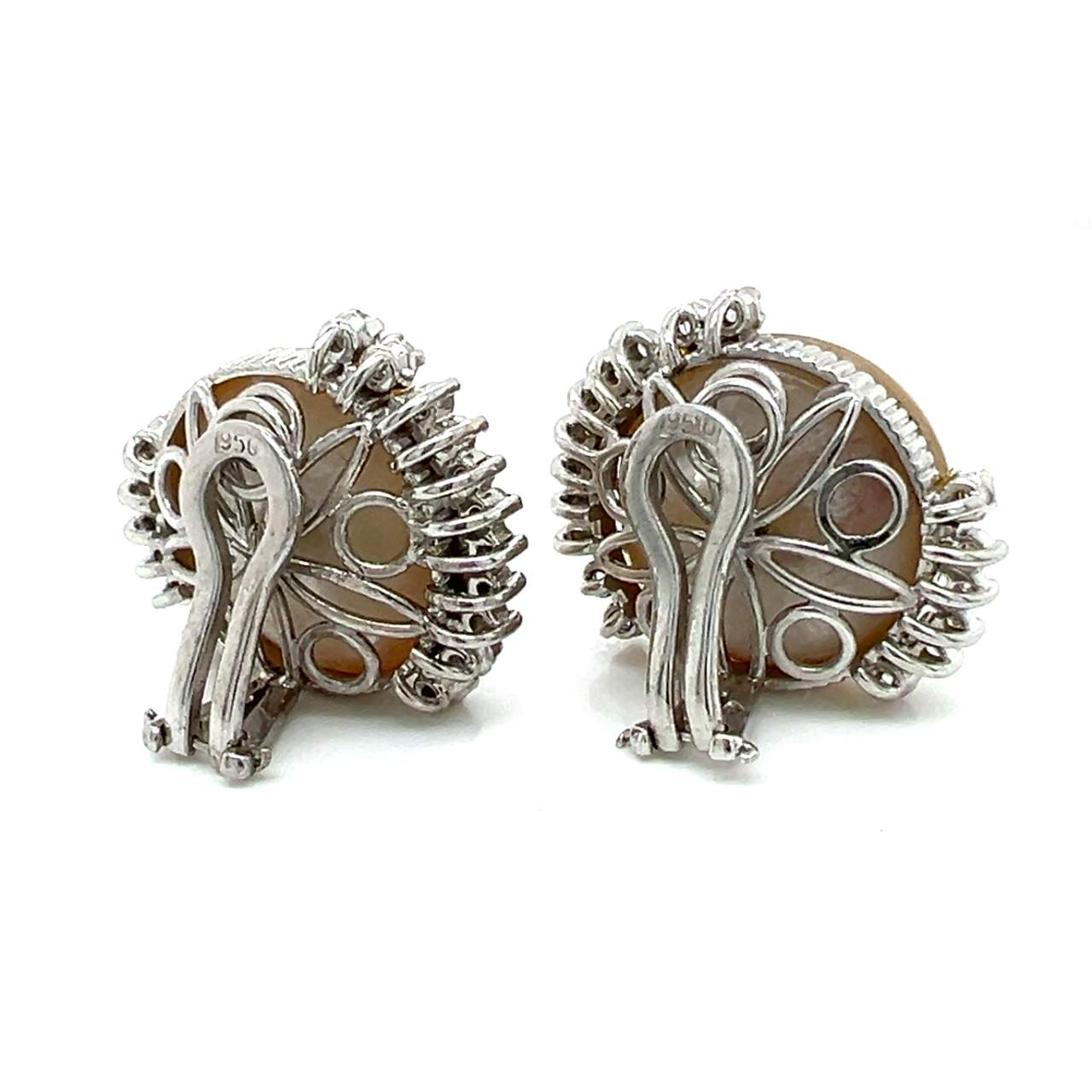 1960’s Platinum Mabe Pearl & Diamond Earrings