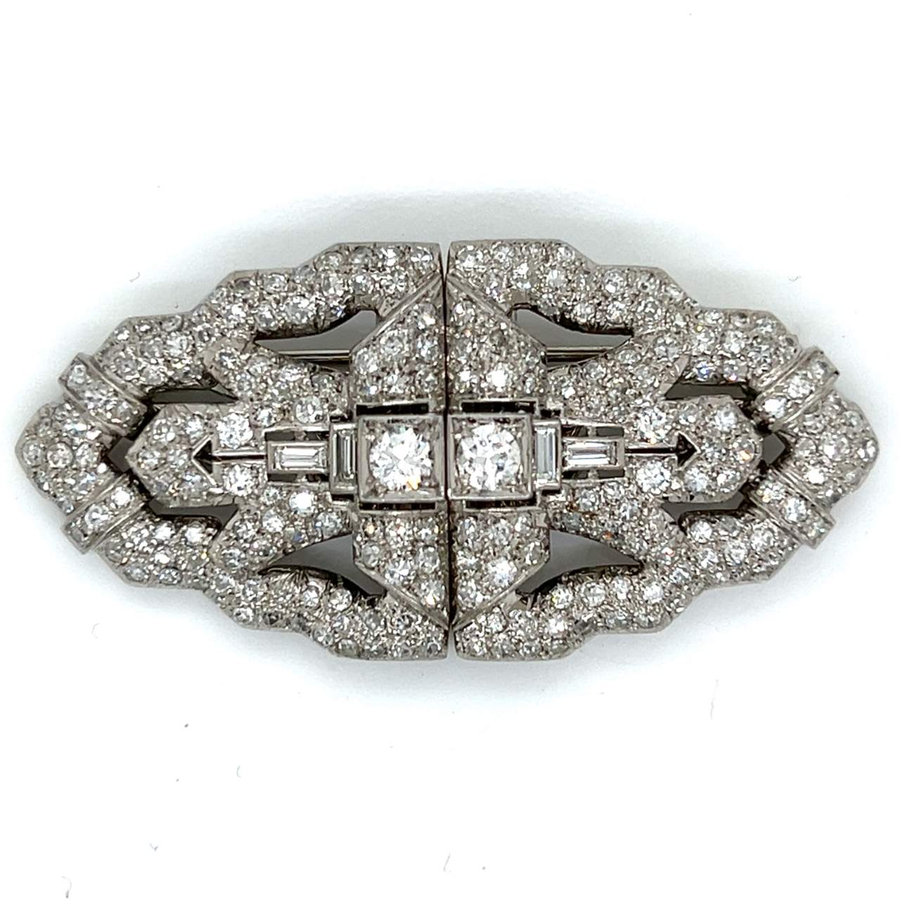 Art Deco Platinum 7.40 Ct. Diamond Brooch