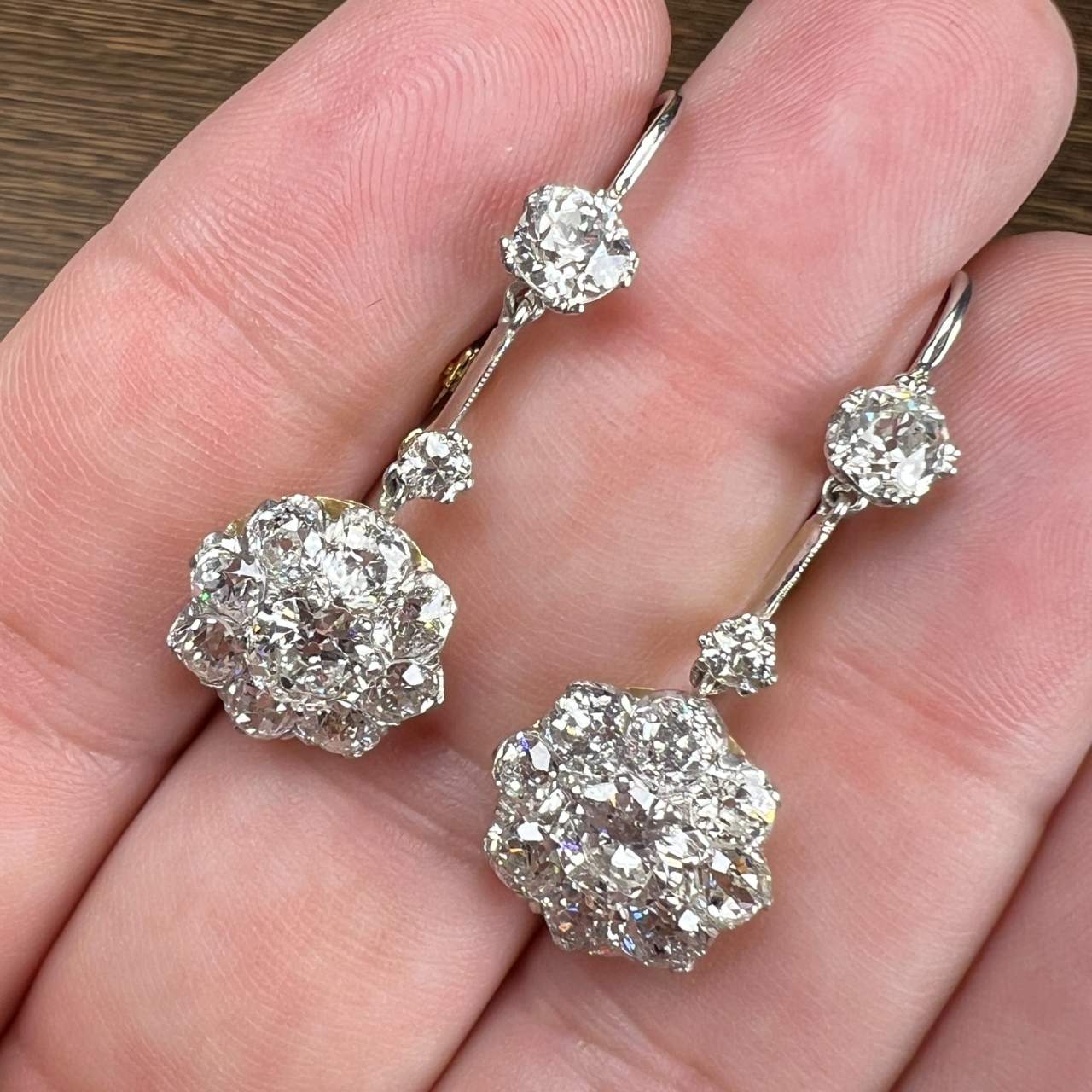 Platinum & 18K Yellow Gold 6.65 Ct. Diamond Earrings