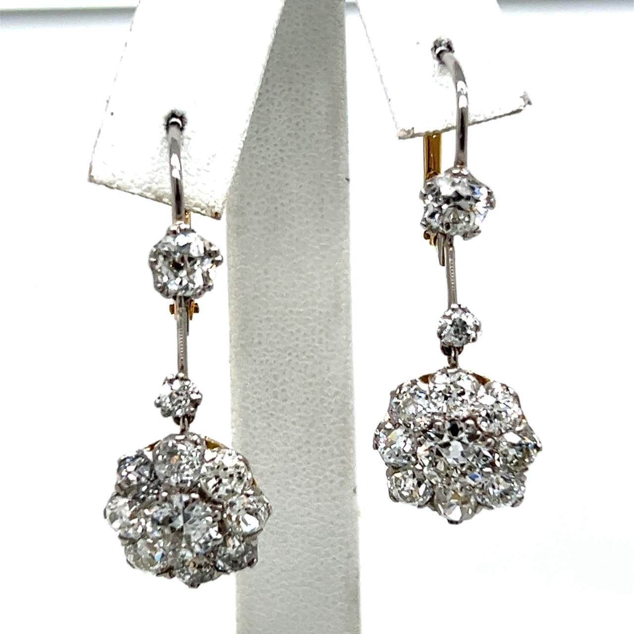 Platinum & 18K Yellow Gold 6.65 Ct. Diamond Earrings