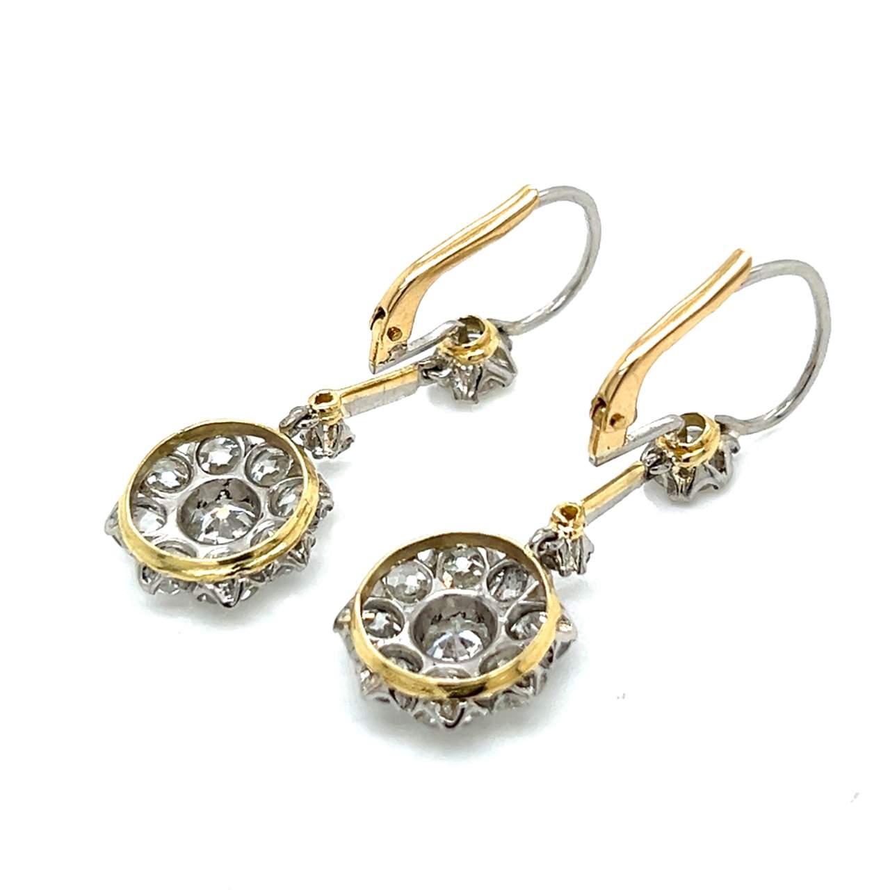 Platinum & 18K Yellow Gold 6.65 Ct. Diamond Earrings