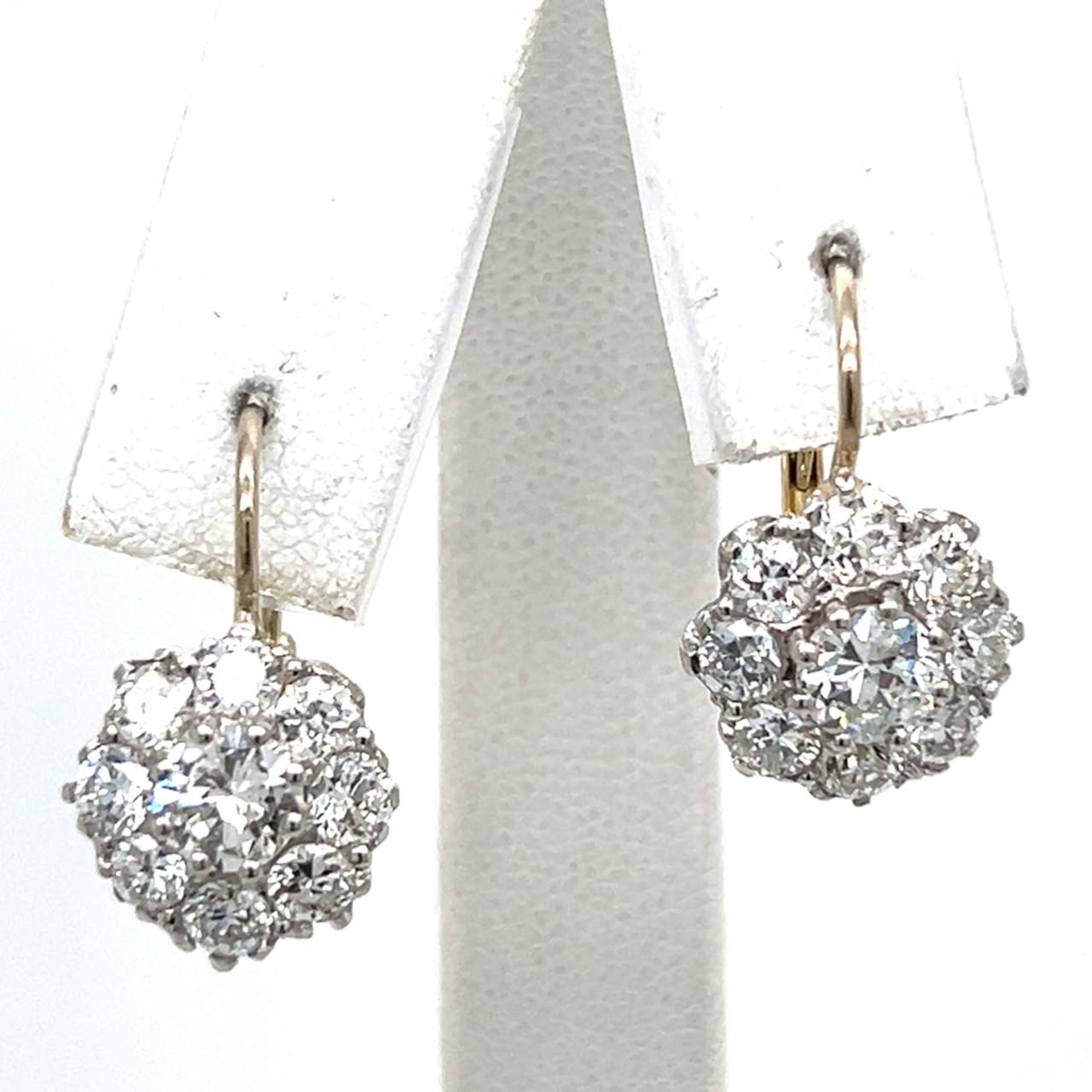 18K Yellow Gold & Platinum 2.95 Ct. Diamond Cluster Earrings