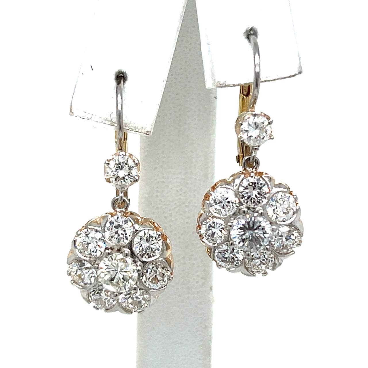 18K Yellow Gold & Platinum 5.30 Ct. Diamond Cluster Earrings