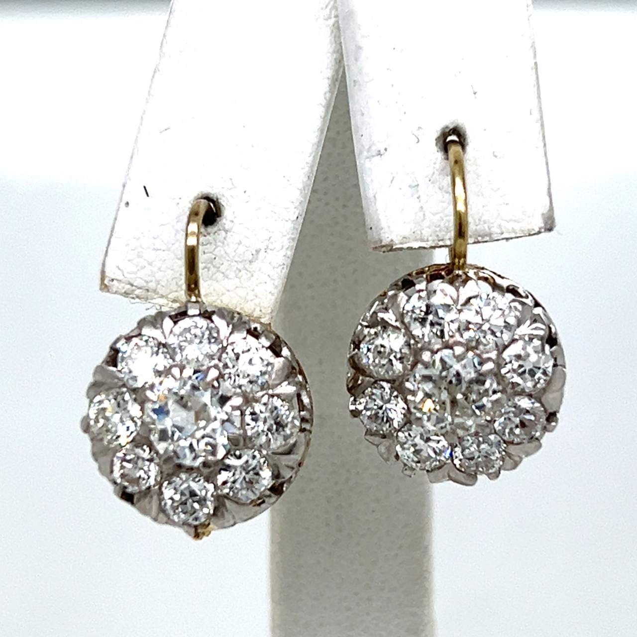 Platinum & 18K Yellow Gold 3.15 Ct. Diamond Earrings