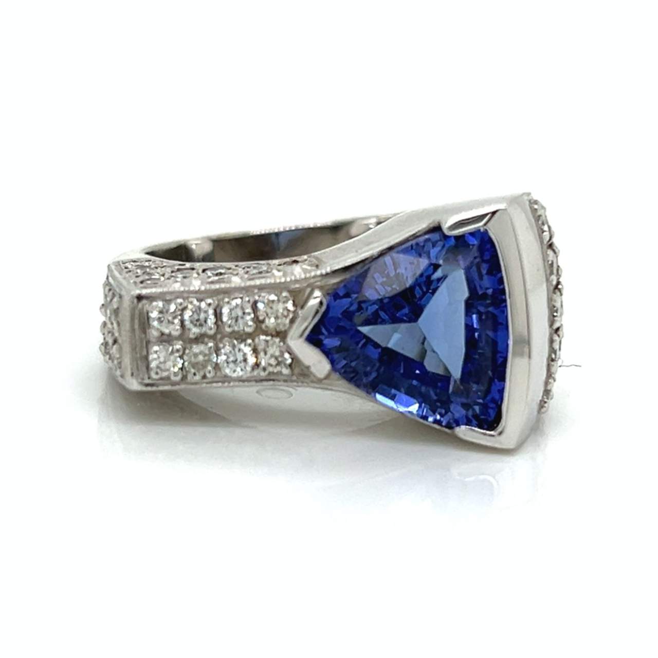 14K White Gold 5.80 Ct. Tanzanite & Diamond Ring