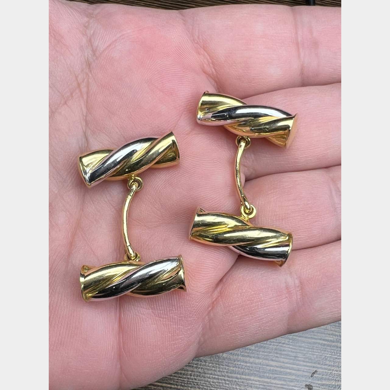 OREFICERIA F. VERONESE di VERONESE GUIDO & LILIANA  18K Yellow & White Gold Italian Cufflinks