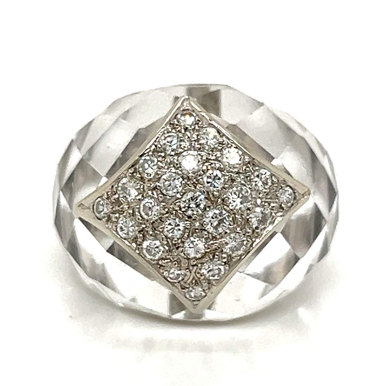 18K White Gold Crystal & Diamond Ring