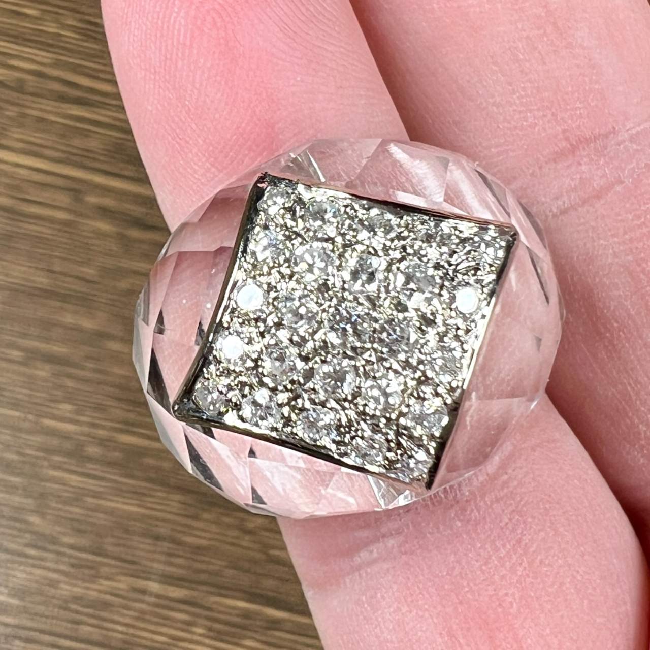 18K White Gold Crystal & Diamond Ring