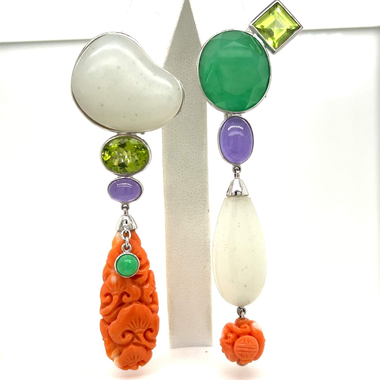 18K Coral & Peridot Earrings