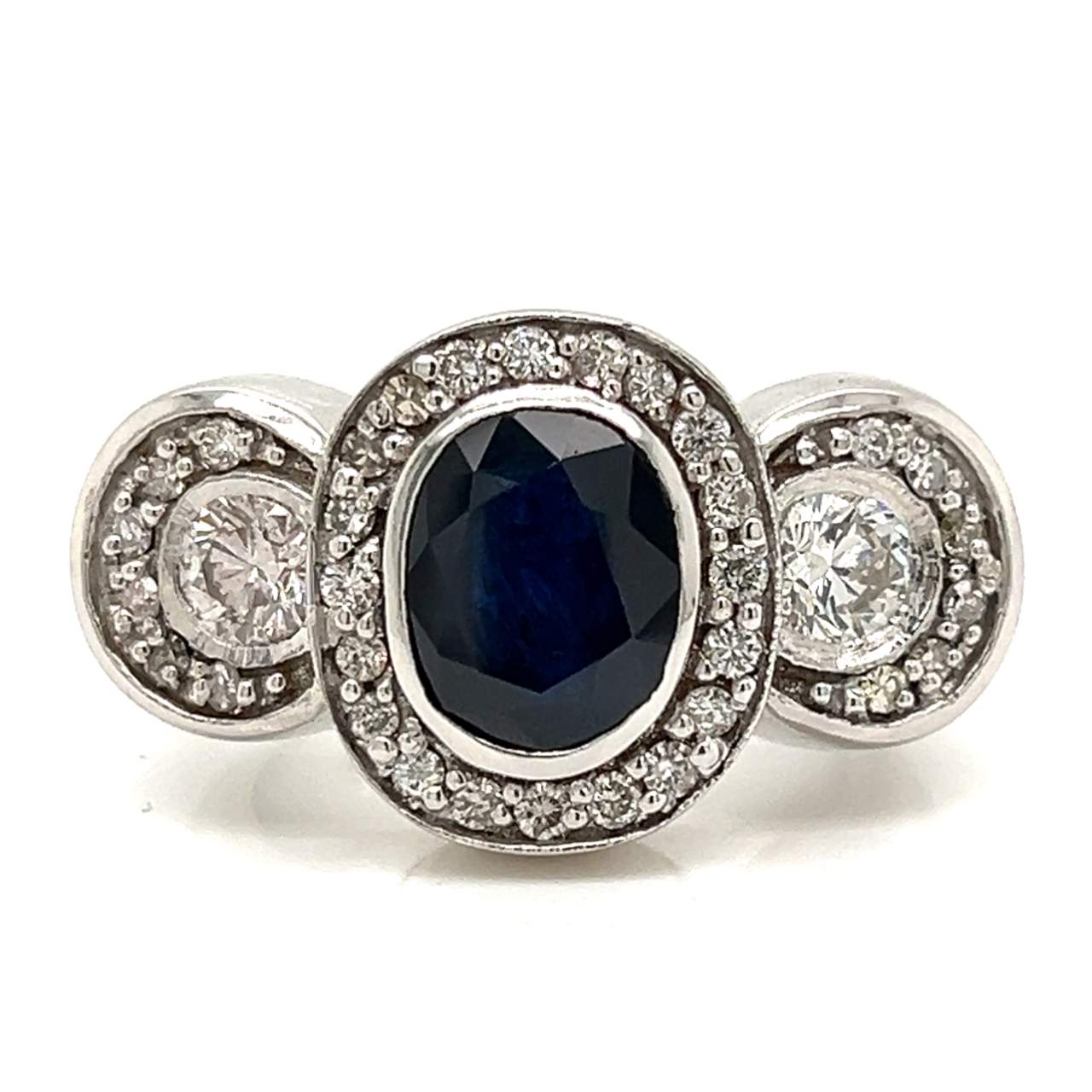 14k White Gold Sapphire & Diamond Ring