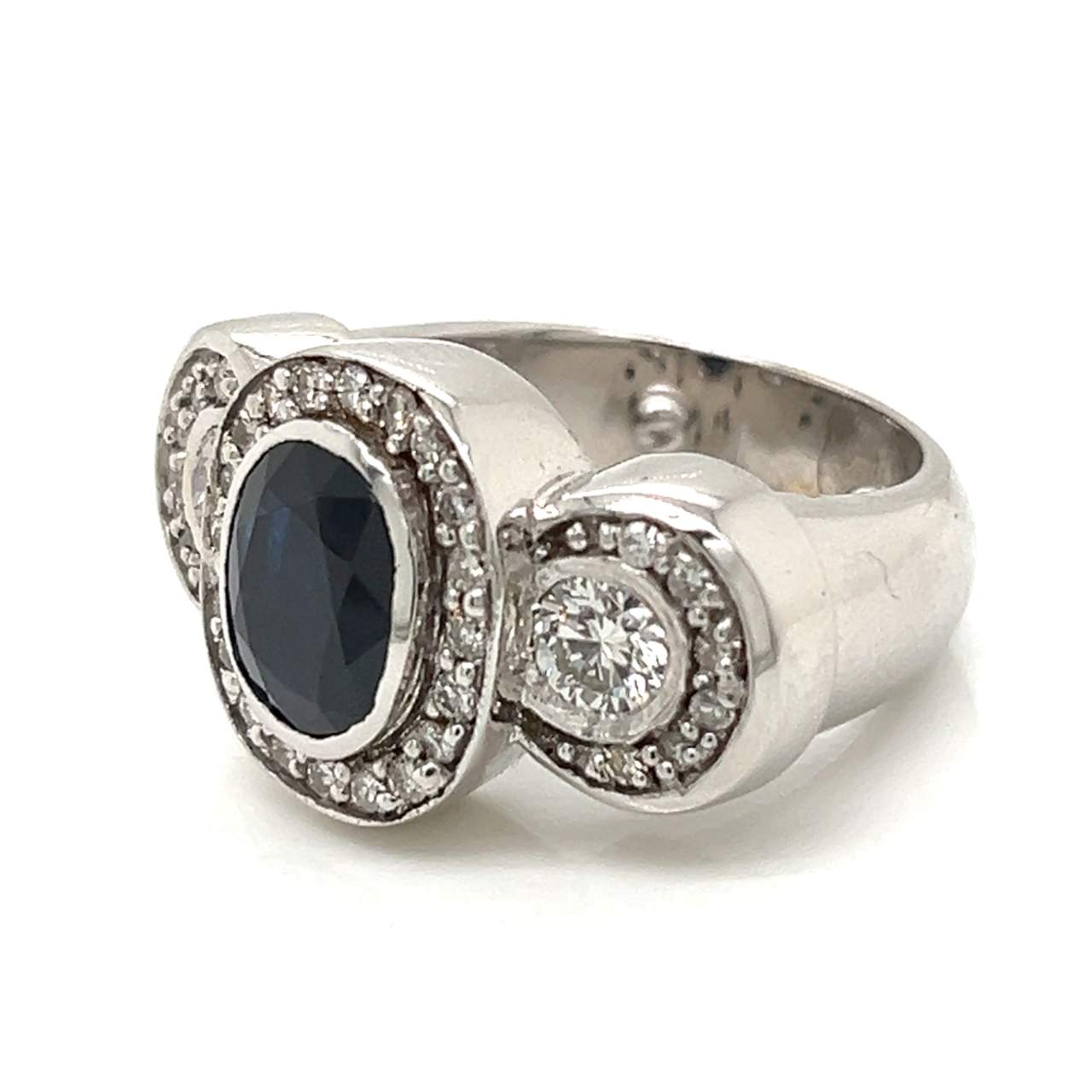 14k White Gold Sapphire & Diamond Ring