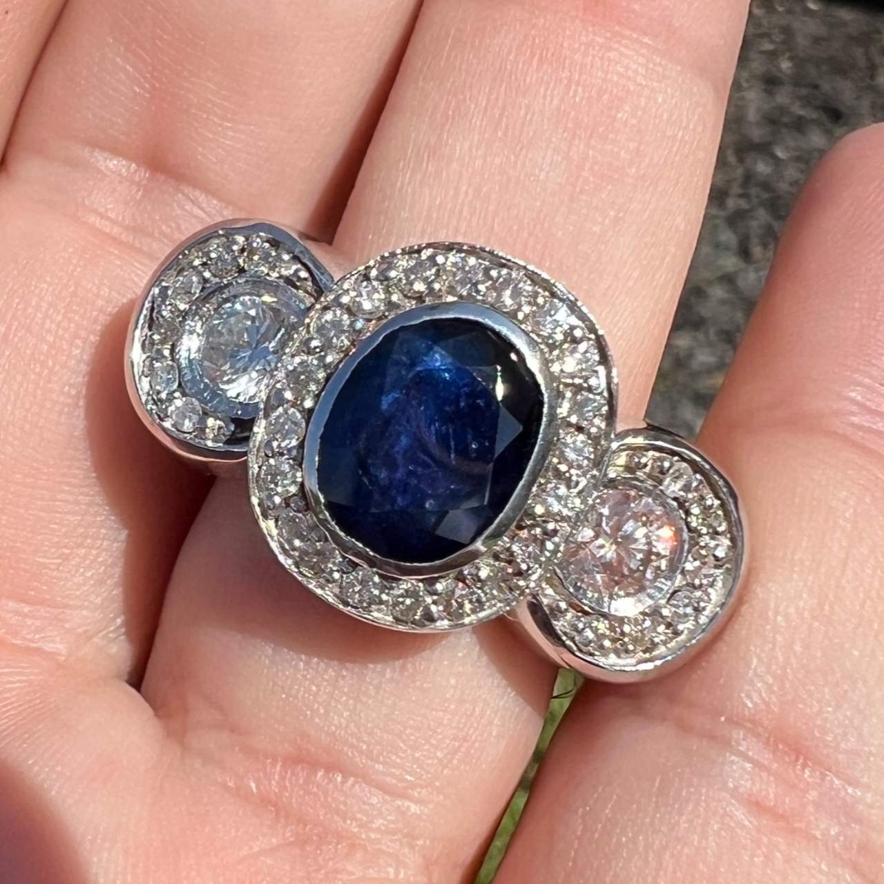 14k White Gold Sapphire & Diamond Ring