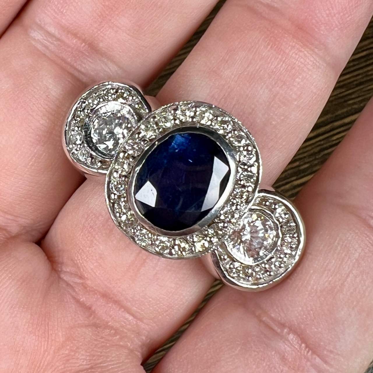 14k White Gold Sapphire & Diamond Ring
