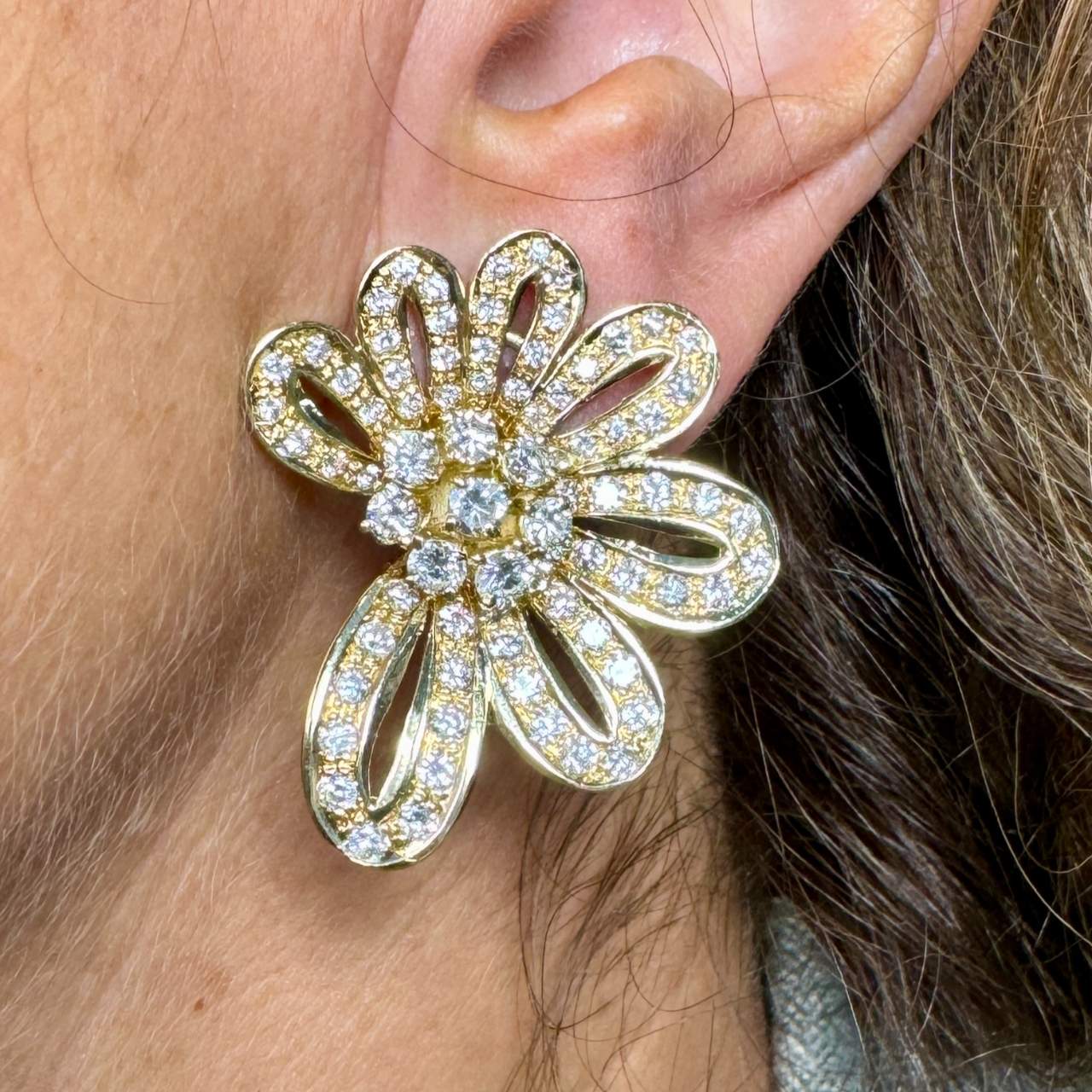 18K Yellow Gold 6.25 Ct. Diamond Earrings