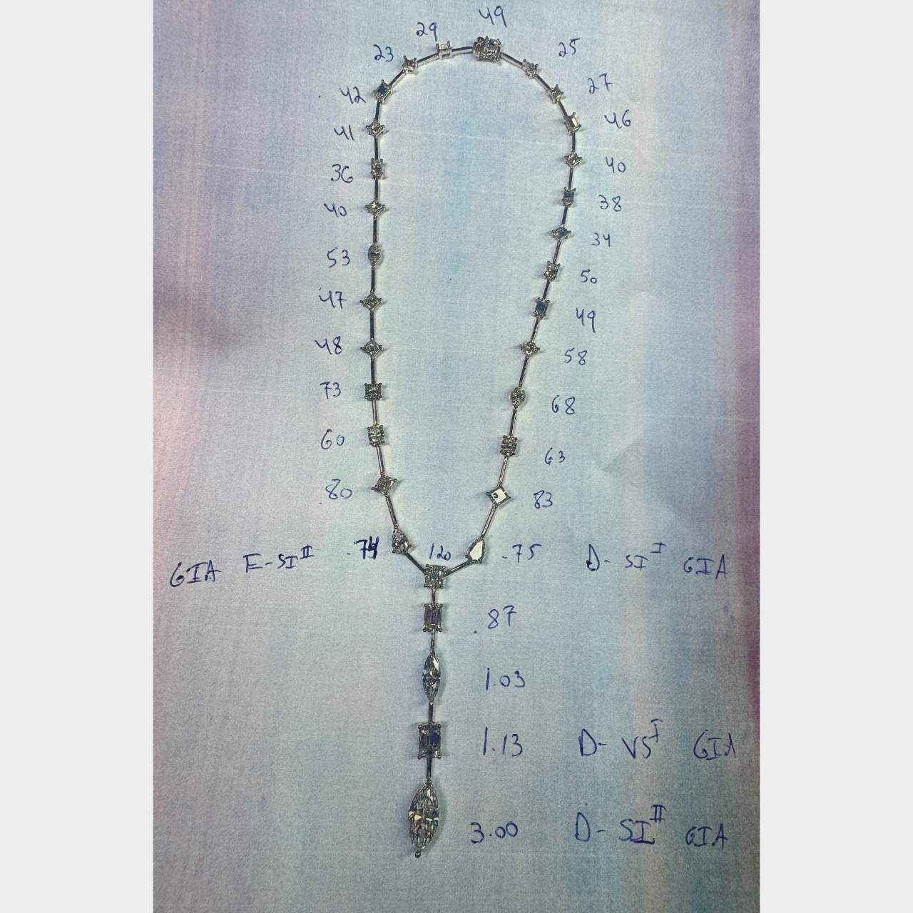 Platinum GIA Certified 20.74 Ct. Diamond Necklace