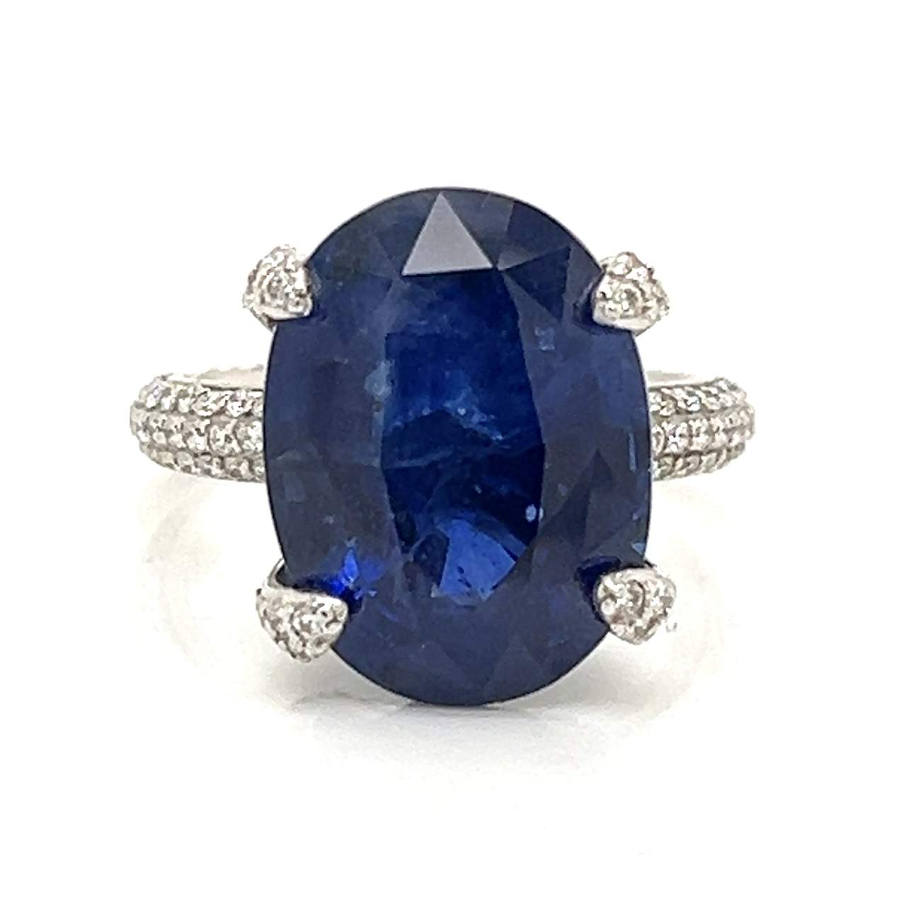 18K White Gold GIA Certified Ceylon Sapphire & Diamond Ring